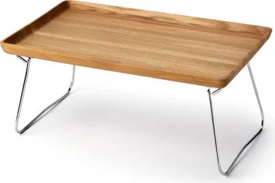 Zdjęcie produktu dla CONTINENTA Bett-Tablett, Eiche 53x32x7 cm 4141 4017167414102 Vorteilset – 2 Stück – inkl. 4 Edelstahl-Trinkhalme