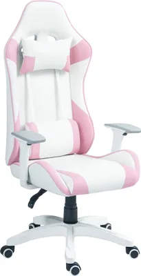 Zdjęcie produktu dla Fotel gamingowy HOMCOM, ergonomiczny fotel komputerowy z poduszką lędźwiową, zagłówkiem, regulowanym na wysokość obrotowym fotelem z funkcją kołysania, funkcją odchylania, podłokietnikiem 3D, różowy