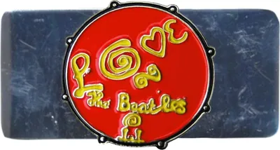Productafbeelding van The Beatles - Geldclip "Love" met drumdesign, model RO9288 (one size), blauw/oranje
