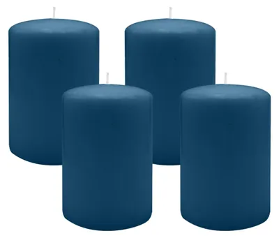 Produktbild von Flachkopf-Stumpenkerzen Petrol Blau 60 x Ø 50 mm, 4 Stück