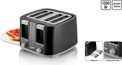 Produktbild von Toaster für 4 Scheiben, 1500W, Schwarz