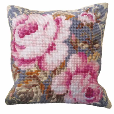 Produktbild von CdA Kreuzstich-Stickerei-Set Kissen "Alte Rose" 5052, 40x40cm