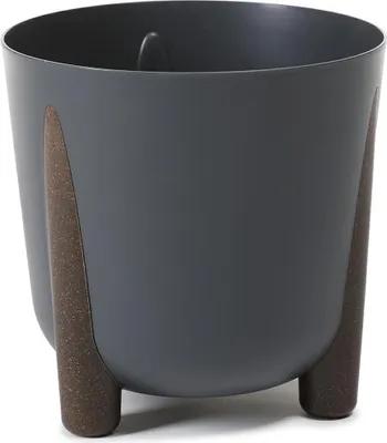 Produktbild von HowHomely Blumentopf Rund 25 cm Höhe, Pflanzkübel mit Beinen, Anthrazit Übertopf für garten balkon