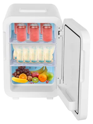 Obrázek produktu pro Multifunkční mini lednice o objemu 20 litrů, chladnička na nápoje s regulací teploty, tichý provoz, bílá barva, určená pro použití v domácnosti