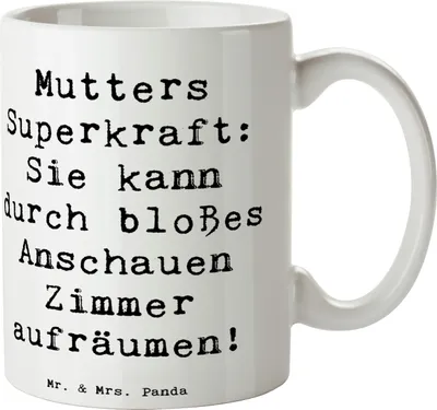 Produktbild von Mr. & Mrs. Panda Tasse Spruch Mutters Magie - Weiß - Geschenk, Liebe, Mutter, Ordnung, Weihnachten, Pott, Kaffeebecher, Becher, Kaffeetasse, schöne, Mutterliebe, Familie