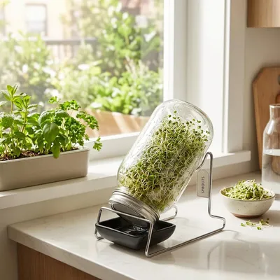 Produktbild von Schramm® Keimglas für Sprossen mit Gestell 750 ml Sprossenglas Keimgerät inkl. Deckel , Ständer und Halter Ersatzgläser Ersatzdeckel Keimgläser Set Keim Glas, Größe:3 Ersatzdeckel