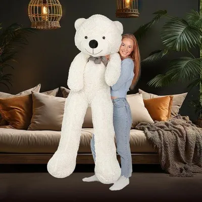Image de Grand ours en peluche Azomor® de 180 cm, blanc, pour enfants et adultes