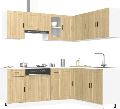Produktbild von Hochwertig 11-tlg. Küchenschrank-Set Porto Sonoma-Eiche Holzwerkstoff 3314964