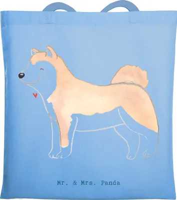 Produktbild von Mr. & Mrs. Panda Shopping Tasche Akita Inu Lebensretter - Sky Blue - Geschenk, Tote Bag, Schultasche, totebag, Laptoptasche, Jutebeutel