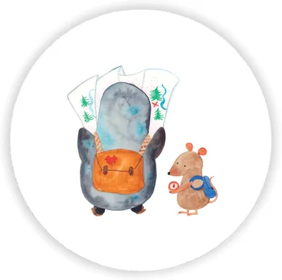 Produktbild von Mr. & Mrs. Panda magnet Pinguin & Maus Wanderer - Weiß - Geschenk, Roadtrip, Wandern, Abenteuer, Pinguine, für fotos, Kühlschrankmagnet, kühlschrank, whiteboardmagnet