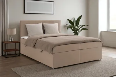 Produktbild von KSHOMECONCEPT Boxspringbetten mit Bettkasten VELLIS 140x200, Bonellfederkern Matratze, Beige