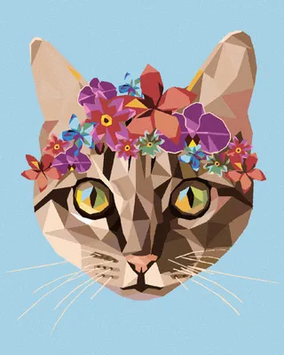 Produktbild von Zuty - Malen nach Zahlen - KATZE UND BLUMENKRONE, 40x50 cm, mit Keilrahmen (bereits gespannt)