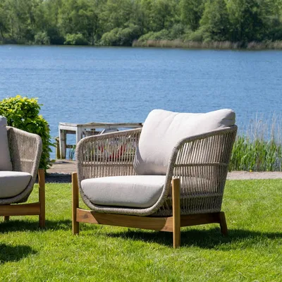Produktbild von Sessel akazie braun/beige - 78,5x86x72cm - Terracina