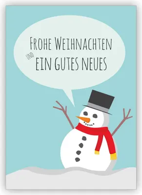 Produktbild von Nette Retro Schneemann Weihnachtskarte: Frohe Weihnachten und ein gutes Neues
