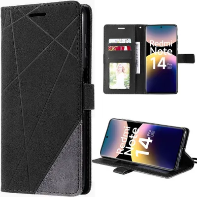 Image de Coque pour Xiaomi Redmi Note 14 Pro 5G, Anti-Rayures Antichoc Protection Synthécuir Noir