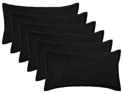 Productafbeelding van vidaXL Kussenhoezen, 6 stuks, houtlook, zwart, 40 x 70 cm, bouclé