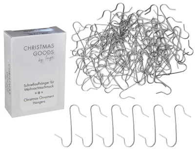 Produktbild von 100 Kugelaufhänger Silber S - Haken Weihnachtskugelhaken Aufhänger Christbaumkugelhaken