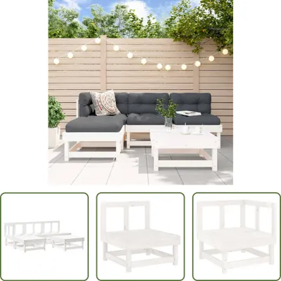 Produktbild von The Living Store 5-tlg. Garten-Lounge-Set Weiß Massivholz Kiefer