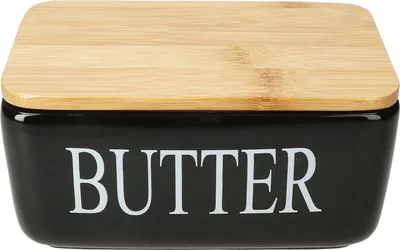 Immagine prodotto di Burriera nera Reni con coperchio in bambù in Vetroceramica da 250 g