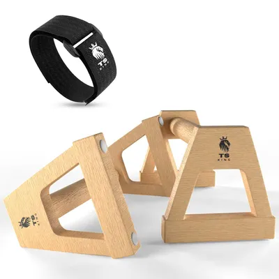 Productafbeelding van Push Up Handgrepen - 2 x antislip houten handgrepen