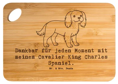 Produktbild von Mr. & Mrs. Panda Frühstücksbrettchen Cavalier King Charles Spaniel Moment - Transparent - Geschenk, Schneidebrett, vesperbrett, Holzbrett, Küchenbrett, Brett, Hund