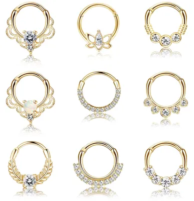 Productafbeelding van 9PCS 16G Septum Ringen en Neus Ringen - Stijlvolle Piercing Sieraden van Roestvrij Staal