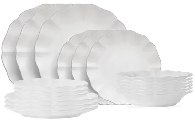 Produktbild von Costa Nova Geschirrset Rosa White 18-teilig / 6 Personen - 6 Speiseteller, 6 Frühstücksteller & 6 tiefe Teller