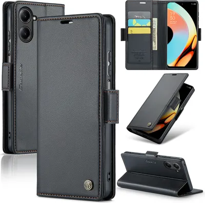 Image de Realme 10 Pro Housse, Portefeuille en cuir Porte-cartes Housse de protection avec fonction de support pour Realme 10 Pro Noir