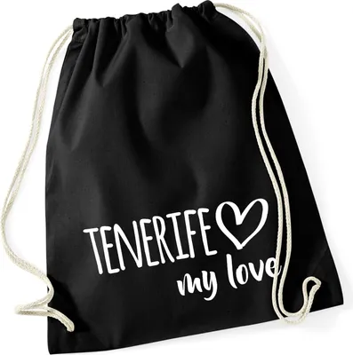 Produktbild von Huuraa Turnbeutel Tenerife my love 12 Liter Black Baumwolle Rucksack Geschenkidee