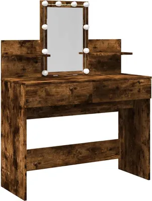 Produktbild von vidaXL Schminktisch mit LED-Beleuchtung Räuchereiche 100x40x130 cm