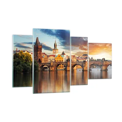 Produktbild von Bilder auf glas - Prag brücke geschichte fluss - 120x70cm - Glasbilder - Wandbilder - Kunstdruck - zum Aufhängen bereit - Wanddekoration aus Glas - Glas Bilder - Wandbild auf Glas - GDL120x70-2819