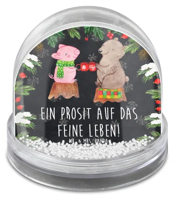 Produktbild von Mr. & Mrs. Panda Schneekugel Weihnachten Glühschwein Sause - Kreidetafel - Geschenk, dekoartikel, Weihnachtszeit, Weihnachts, wasserkugel, Bär, Schwein, Alles Gute, Prost