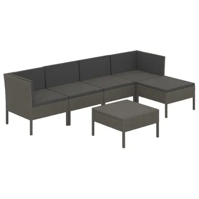 Obrázek produktu pro vidaXL 6dílná zahradní lounge souprava s polštáři Poly Rattan Grey