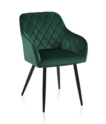 Image de CLIPOP Lot de 1 chaise de salle à manger, chaise de cuisine en velours, fauteuil rembourré avec dossier, vert