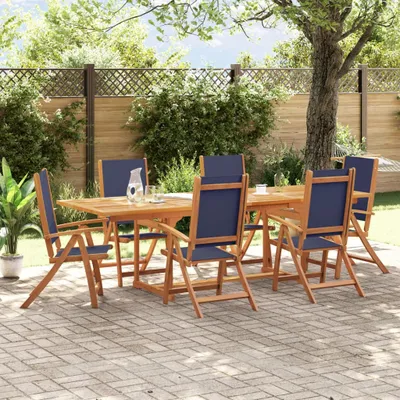 Produktbild von 7-tlg. Garten-Essgruppe Massivholz Akazie und Textilene - Gartenmöbelgarnituren 3279306