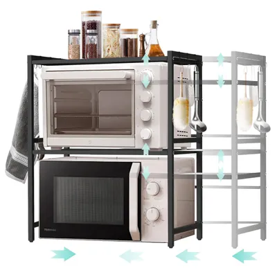 Produktbild von DanDiBo Verstellbares Mikrowellenregal 3 Stufig 40-64 cm Mikrowellen Regal 96614 Stehend Mikrowellenständer Küchenregal