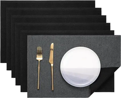 Immagine prodotto di Famanu Sottopiatti Lavabili, Grigio/Nero - Set da 6