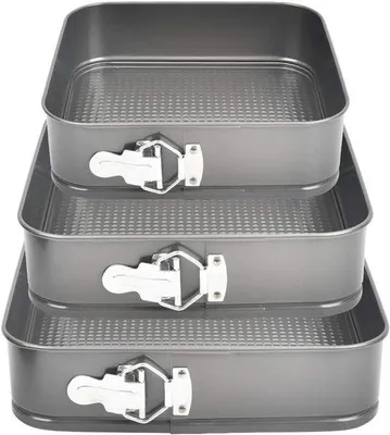 Image de Moule à gâteau carré - 3 en 1 - 24/26/28 cm - réglable - acier au carbone - revêtement antiadhésif