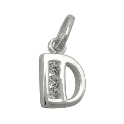 Produktbild von Anhänger 8x7mm Buchstabe D glänzend mit Zirkonias Silber 925 silber 8x7mm