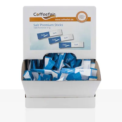 Produktbild von Coffeefair Premium Salzsticks 1000 x 1g Salz Thekenspender