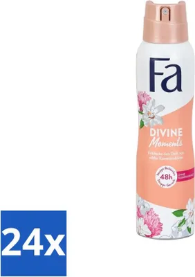Produktbild von Fa – Divine Moments – Deodorantspray – Wilde Kamelienblüte – 150 ml - Vorteilspack - 24 Stücke