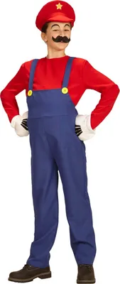 A child wearing a Mario costume.