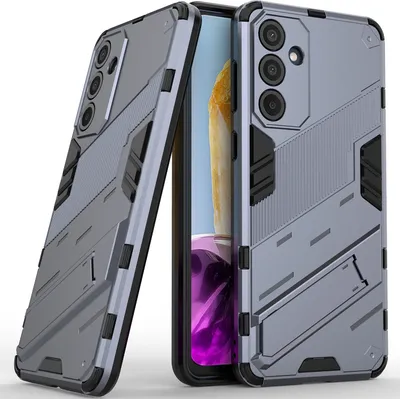 Image de Coque pour Samsung Galaxy M55 Coque de protection antichoc en PC TPU hybride avec fonction stand Gris