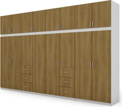 Produktbild von Meblast | Kleiderschrank 380x240 cm - Schiebetürenschrank | Weiß/Karmeleiche | Funktional, Zeitlos