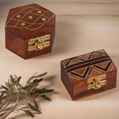 Produktbild von 2er Set Schmuckkästchen aus Holz Dajat Delya