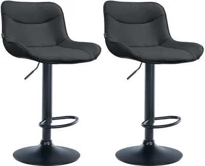 Produktbild von CLP 2er Set Barhocker Vonore Kunstleder höhenverstellbar und 360 Grad drehbar schwarz Gestell Farbe schwarz