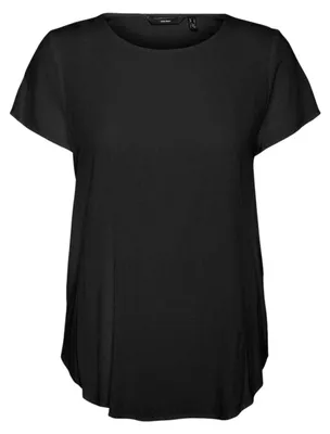 Productafbeelding van Vero Moda - Damesblouse, ronde hals, korte mouwen, model GT32397 (maat 34 EU) (zwart)