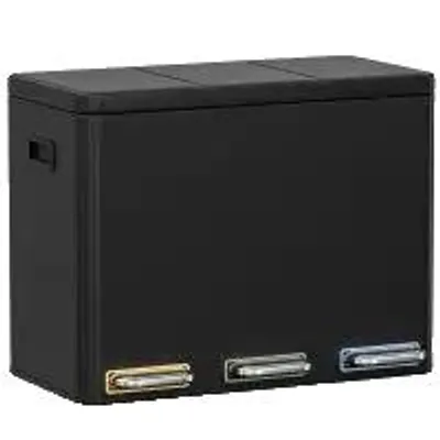Produktbild von Mülltonne, drei Fächer, umweltfreundliches Design, schwarz, 3x 15L (45L)-b