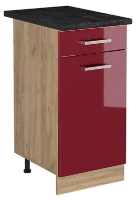 Imagen del producto de Mueble bajo de cocina Vicco R-Line Rojo de alto brillo/Roble dorado 40 cm encimera Antracita, Model 61152