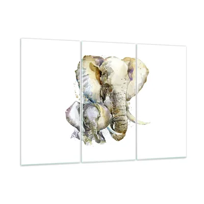 Produktbild von Bilder auf glas - Elefanten tier safari afrika - 105x70cm - Glasbilder - Wandbilder - Kunstdruck - zum Aufhängen bereit - Wanddekoration aus Glas - Glas Bilder - Wandbild auf Glas - GCE105x70-2884